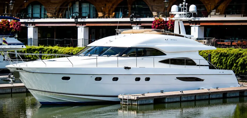 Luxury yacht charter in London docked on the River Thames